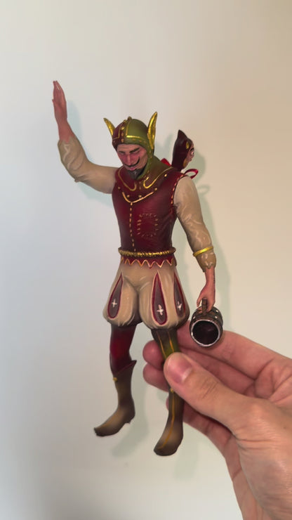 Boozy Bookshelf Court Jester holding a jug